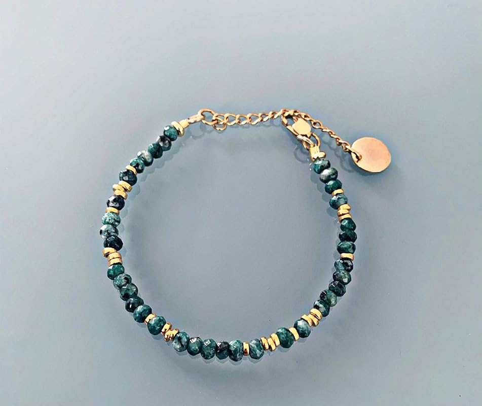 Bracelet perles marrone et or, bracelet fantaisie femme – Lyne-créa